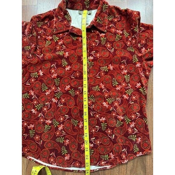 Territory Ahead Long Sleeve Cotton Velvet Floral‎ Blouse Button Shirt Womens SML - Picture 7 of 9